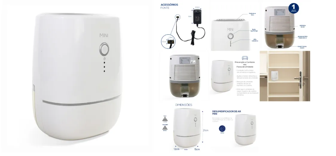 Desumidificador de ar Desidrat Mini – Bivolt – Branco – Thermomatic
